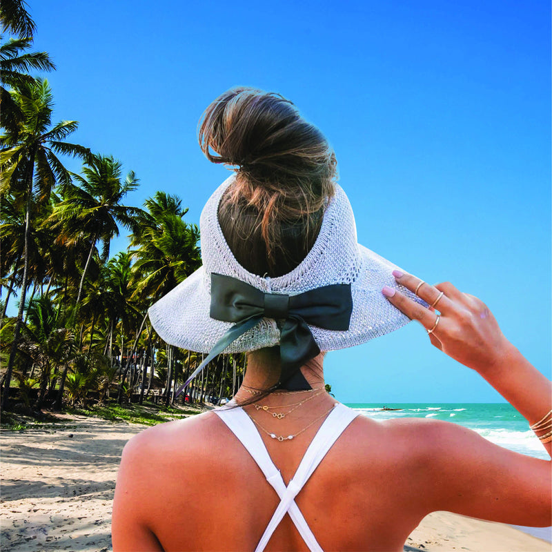 Foldable Summer Satin Bow Sun Visor Hat Women's Accessories - DailySale