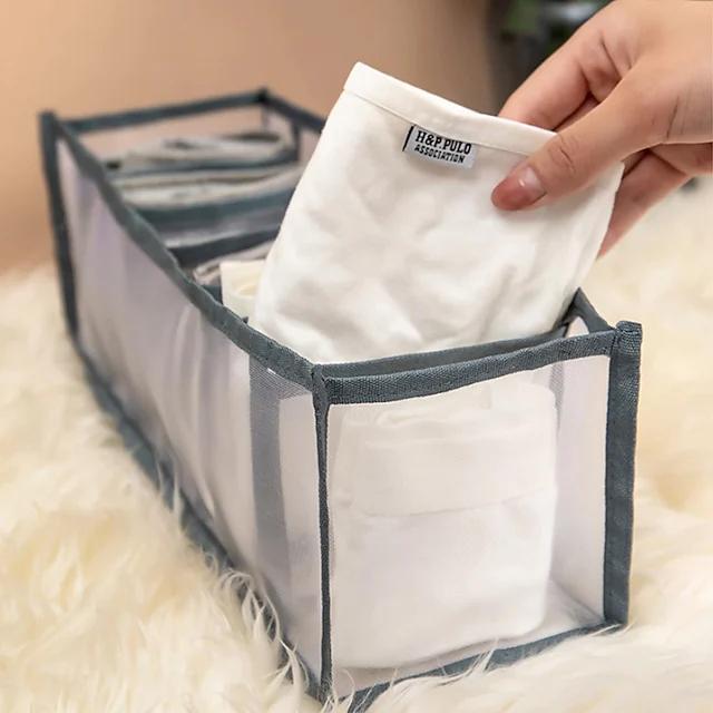 Foldable Underwear Storage Box Magic Mesh Transparent Plaid Fabric Closet & Storage - DailySale