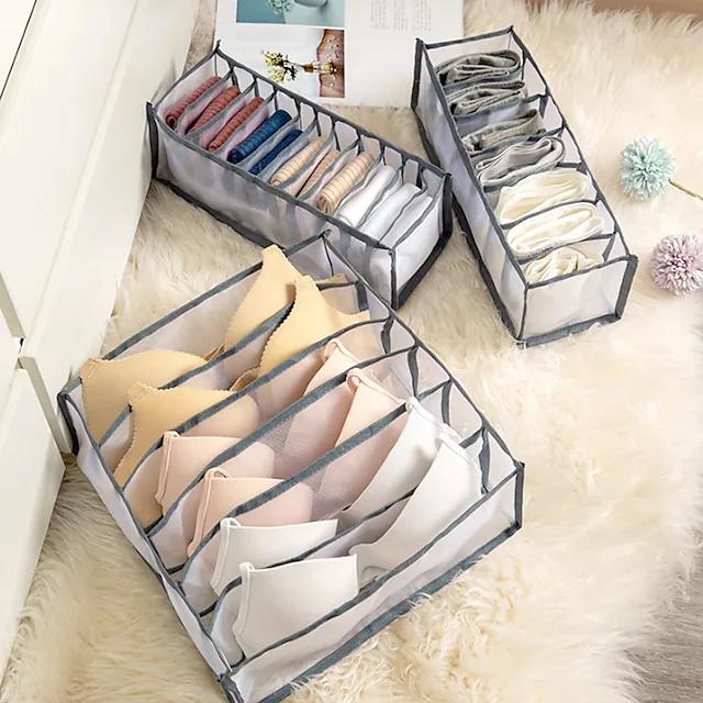 Foldable Underwear Storage Box Magic Mesh Transparent Plaid Fabric Closet & Storage - DailySale