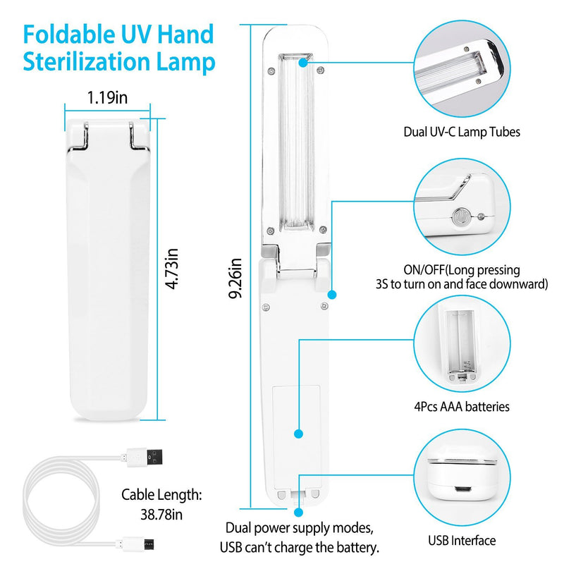 Foldable UV Sanitizer Light Sterilizer Wand Face Masks & PPE - DailySale