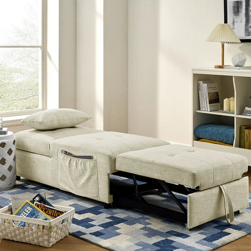 Folding Ottoman Sofa Bed Convertible Upholstered Daybed