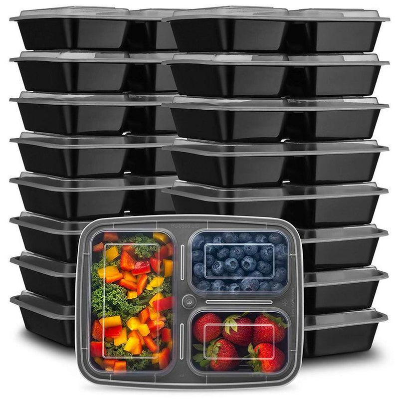 Food Storage Lunch Meal Prep Container Kitchen Essentials Triple 20-Piece - DailySale