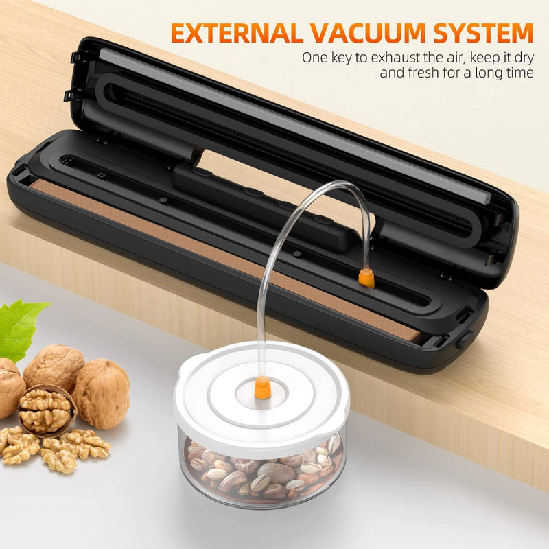 Vacuum Sealer Machine for Food Saver, Dry/Moist Modes with Automatic Air  Sealing System,Stainless Steel ,Compact Design with 15 Vacuum Seal Bags & 1