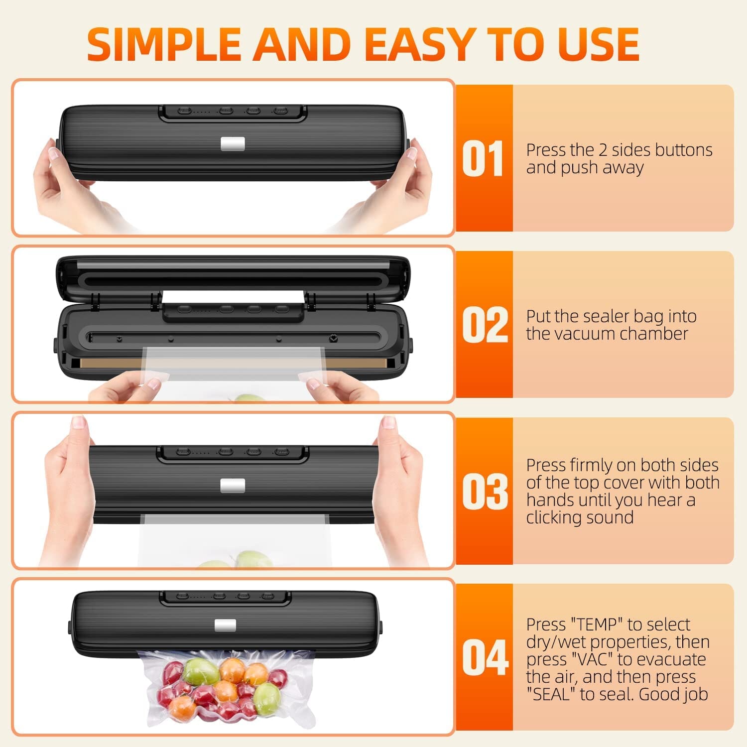 Food Vacuum Sealer Automatic Air Sealing System Kitchen Tools & Gadgets - DailySale