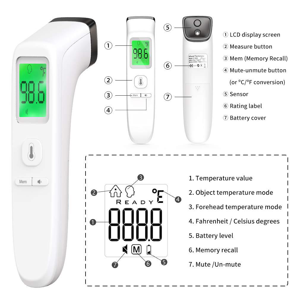 Forehead Thermometer Non-Contact Infrared Thermometer FC-IR200 Wellness & Fitness - DailySale