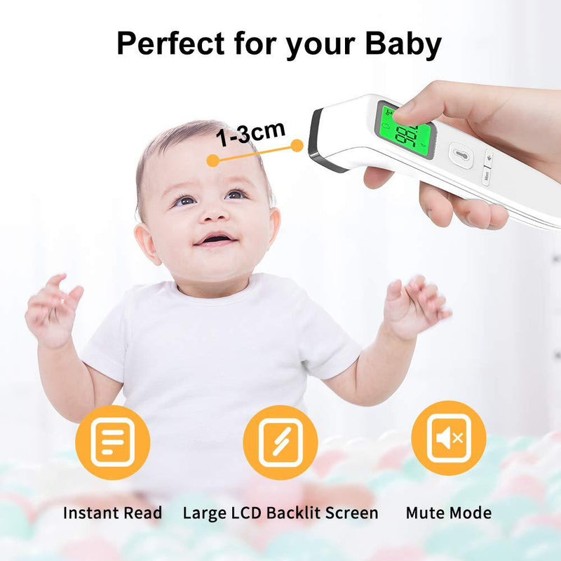 Use of 3/4 Forehead Thermometer Non-Contact Infrared Thermometer FC-IR200 taking a baby's temperature