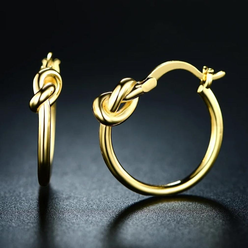 French Lock Knot Hoops in 18K Gold Jewelry - DailySale