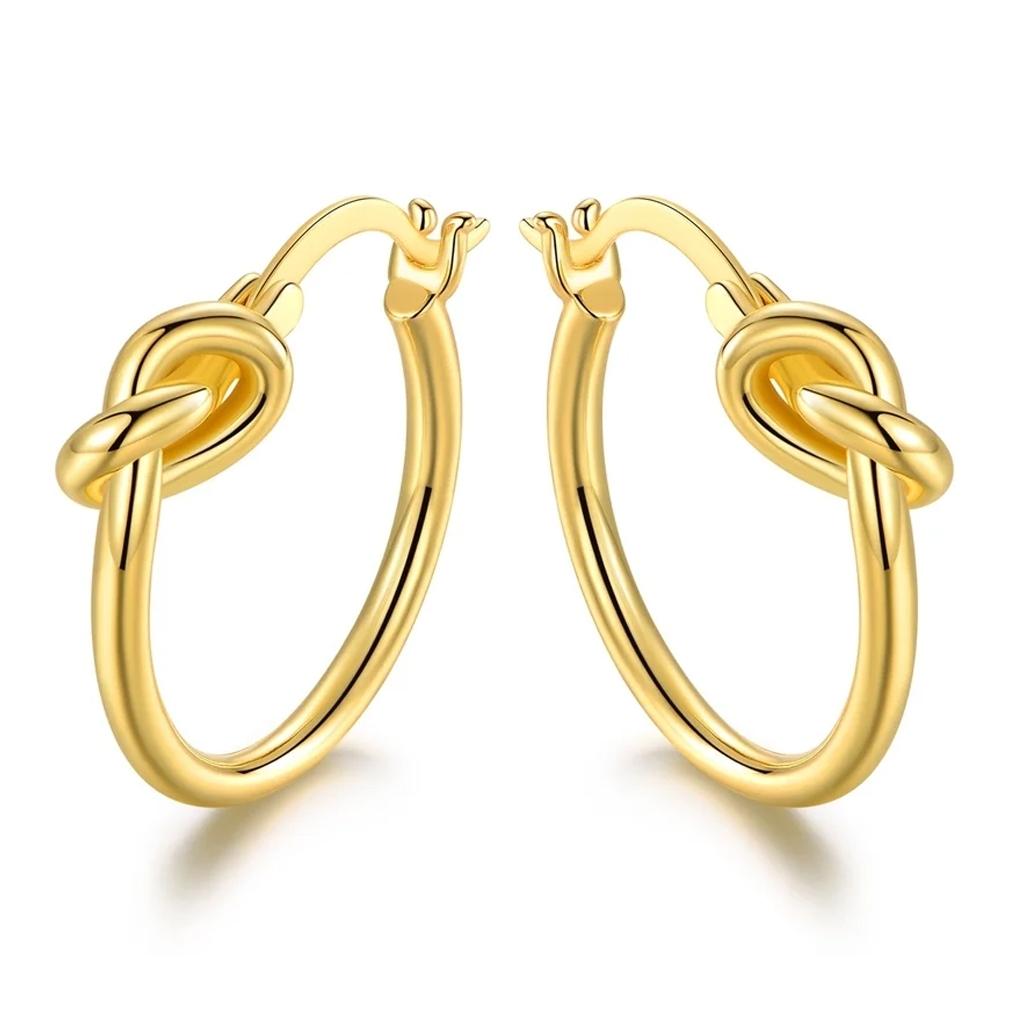 French Lock Knot Hoops in 18K Gold Jewelry Gold - DailySale