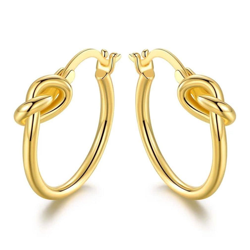 French Lock Knot Hoops in 18K Gold Jewelry Gold - DailySale
