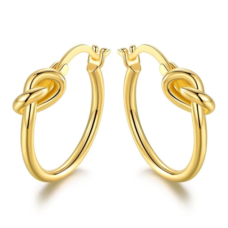 French Lock Knot Hoops in 18K Gold Jewelry Gold - DailySale