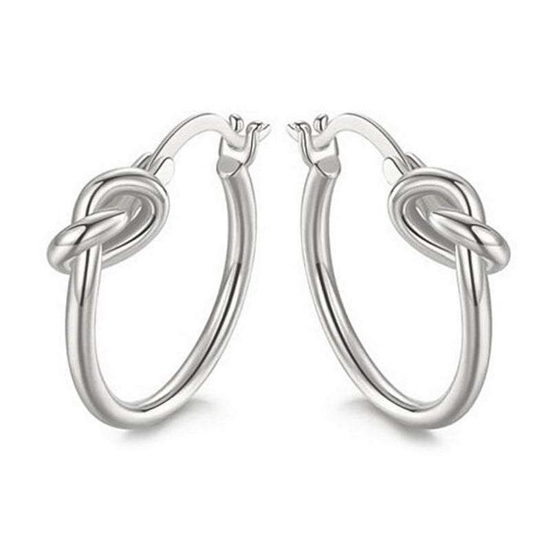 French Lock Knot Hoops in 18K Gold Jewelry White Gold - DailySale