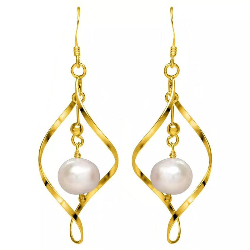 Freshwater Pearl Dangle Earrings in Sterling Silver Earrings Gold - DailySale