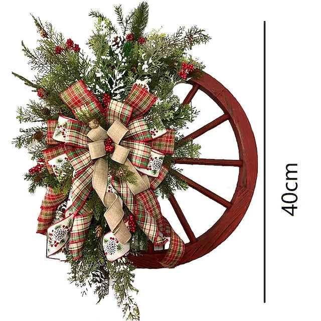 Front Door Wooden Vintage Winter Decorative Christmas Wreath Holiday Decor & Apparel - DailySale