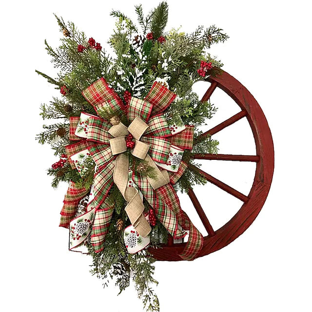 Front Door Wooden Vintage Winter Decorative Christmas Wreath Holiday Decor & Apparel - DailySale