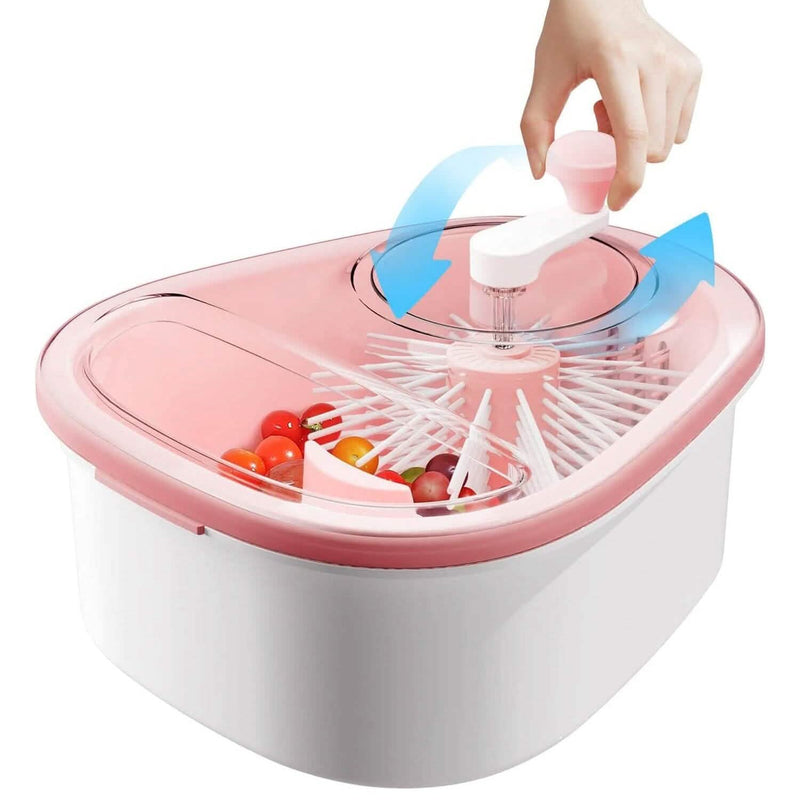 Fruit, Vegetable Manual Washing Spinner with Brush Hand Crank Kitchen Tools & Gadgets - DailySale