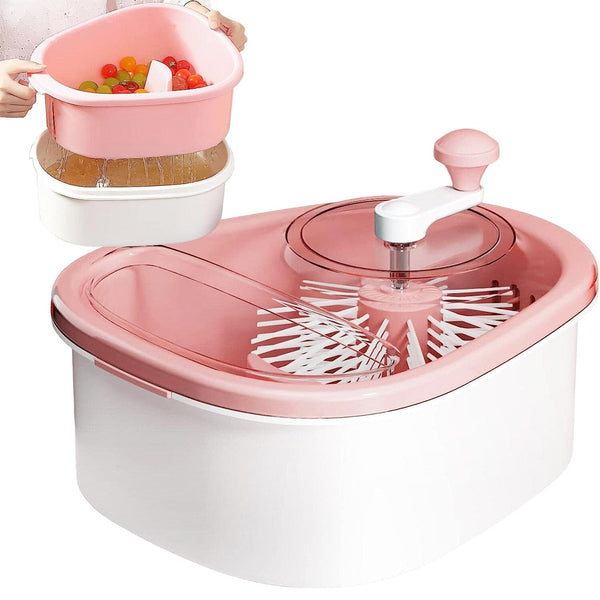 Fruit, Vegetable Manual Washing Spinner with Brush Hand Crank Kitchen Tools & Gadgets - DailySale