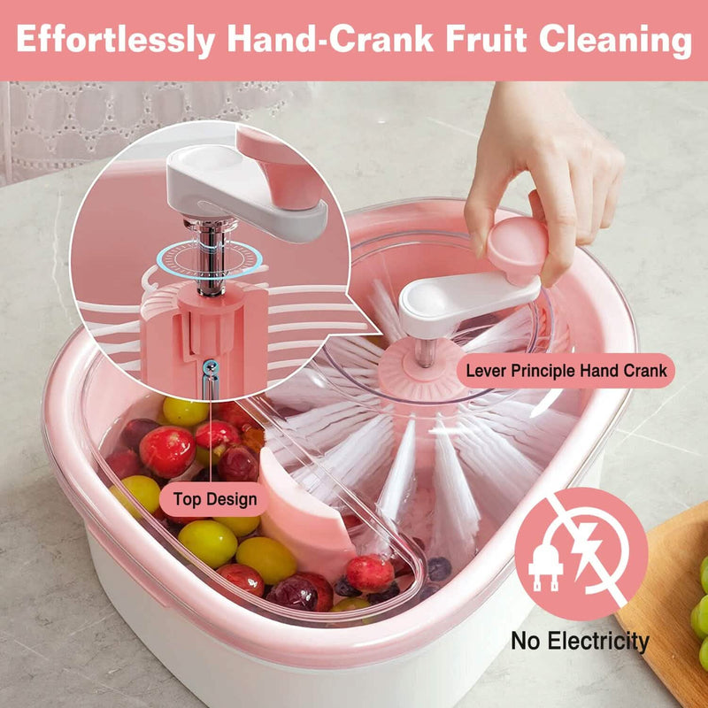 Fruit, Vegetable Manual Washing Spinner with Brush Hand Crank Kitchen Tools & Gadgets - DailySale