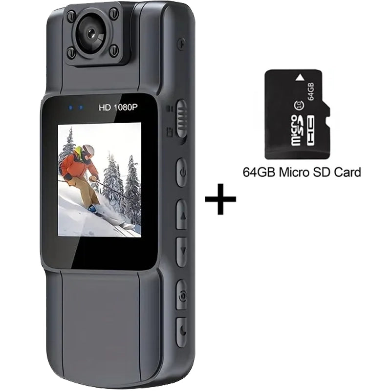 Full 1080P Police Body Camera With Clip Cameras & Drones Camera+64GB Micro SD Card - DailySale