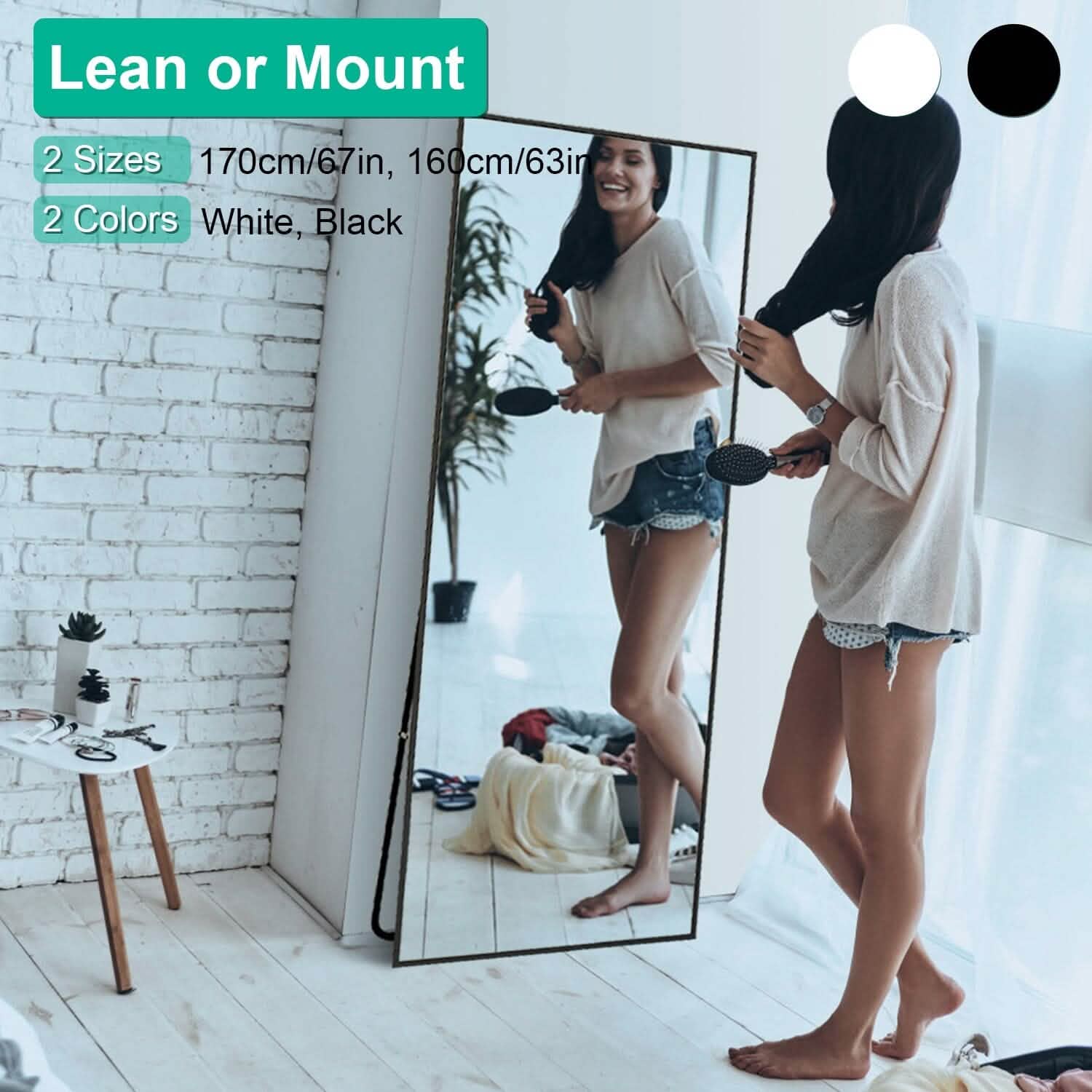 Full Length Mirror Aluminum Alloy Wall Mirror Free Standing Floor Furniture & Decor - DailySale