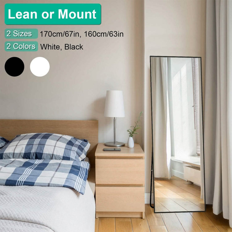 Full Length Mirror Aluminum Alloy Wall Mirror Free Standing Floor Furniture & Decor - DailySale
