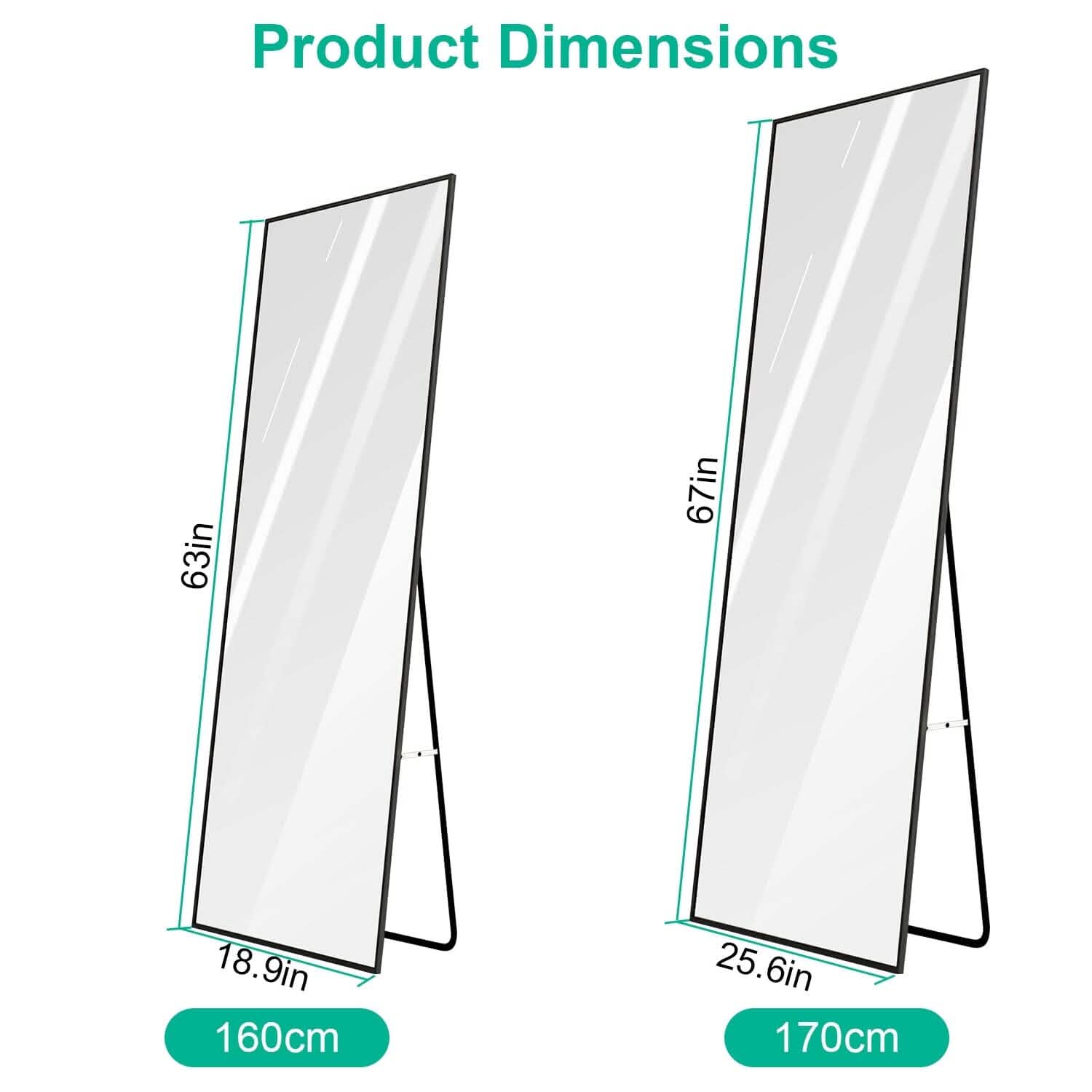 Full Length Mirror Aluminum Alloy Wall Mirror Free Standing Floor Furniture & Decor - DailySale