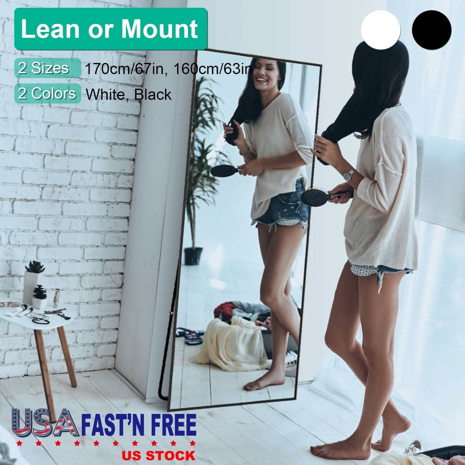 Full Length Mirror Aluminum Alloy Wall Mirror Free Standing Floor Furniture & Decor - DailySale