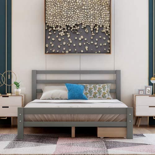 Full Platform Bed Frame with Two Storage Drawers