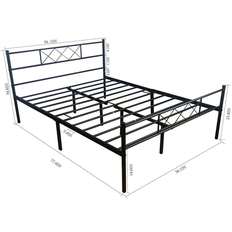Full Size Bed Frame with Headboard Bedding - DailySale