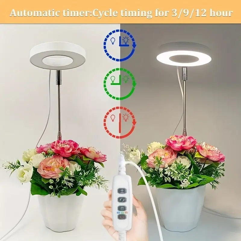 Full Spectrum LED Halo Plant Light With Stand Height Adjustable Auto Timer Garden & Patio - DailySale