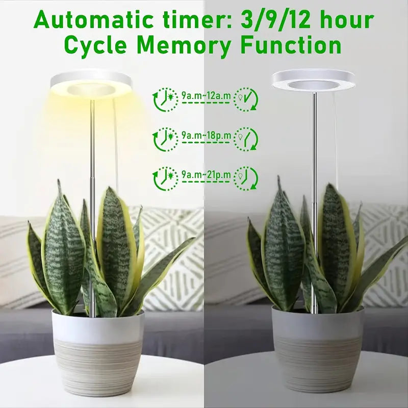 Full Spectrum LED Halo Plant Light With Stand Height Adjustable Auto Timer Garden & Patio - DailySale