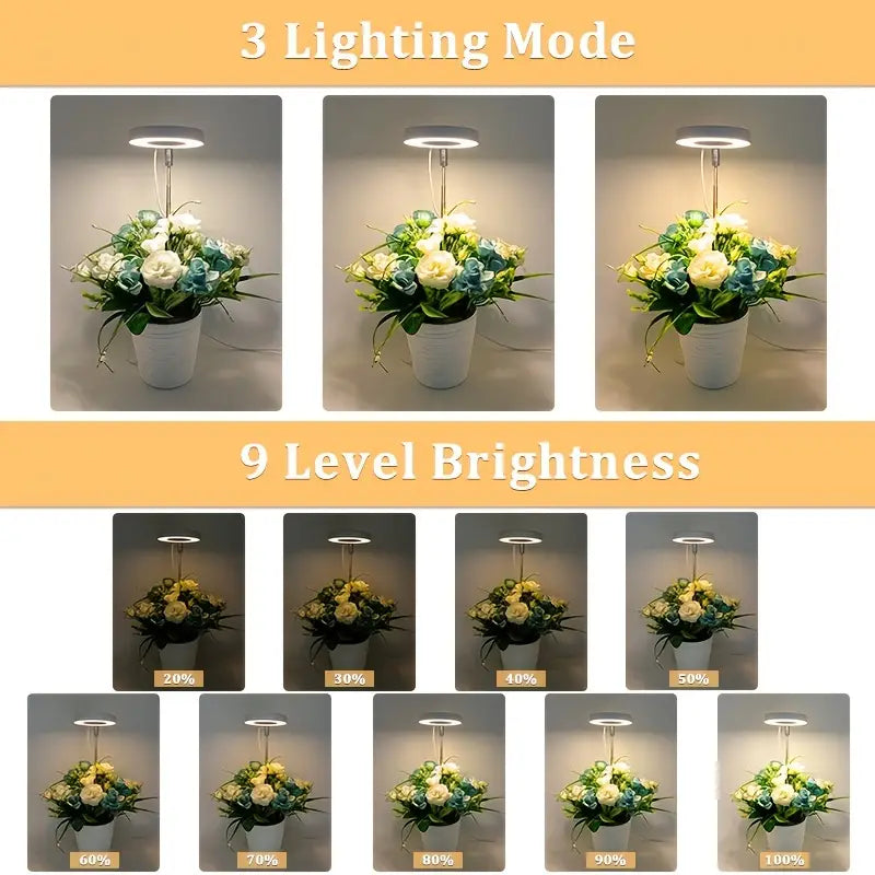 Full Spectrum LED Halo Plant Light With Stand Height Adjustable Auto Timer Garden & Patio - DailySale