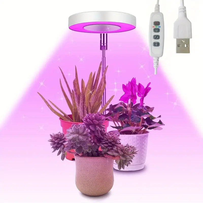 Full Spectrum LED Halo Plant Light With Stand Height Adjustable Auto Timer Garden & Patio Red/Blue - DailySale