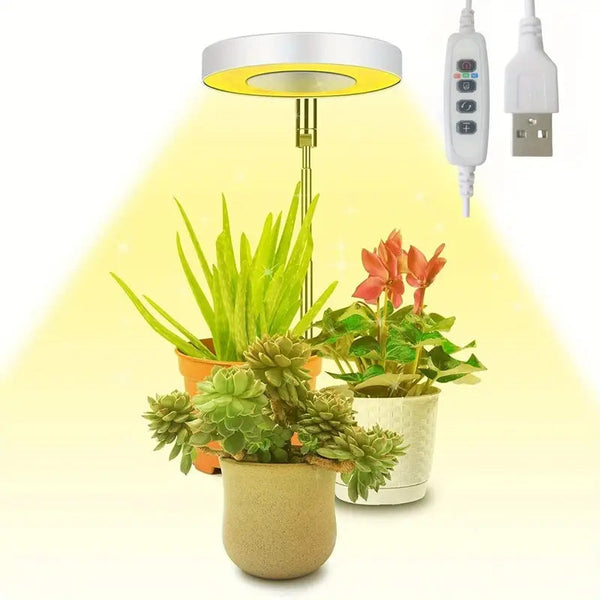 Full Spectrum LED Halo Plant Light With Stand Height Adjustable Auto Timer Garden & Patio Warm White - DailySale
