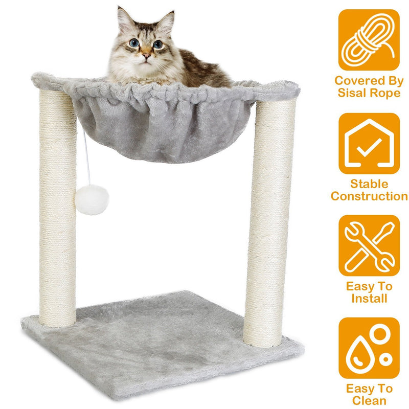 Fuzzy Kitten Scratching Post with Hammock Pet Supplies - DailySale