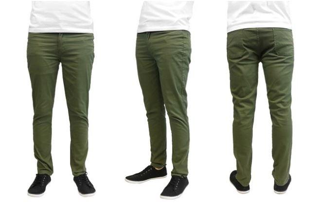 Galaxy by Harvic Men's Slim Fit Cotton Stretch Chinos - Assorted Colors and Sizes Men's Apparel 40 x 32 Olive - DailySale