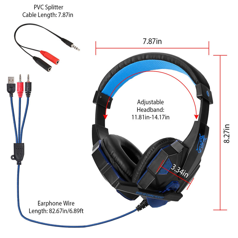 Gaming Headsets Stereo Bass Over Ear Headphones with LED Light Earmuff Headphones & Audio - DailySale