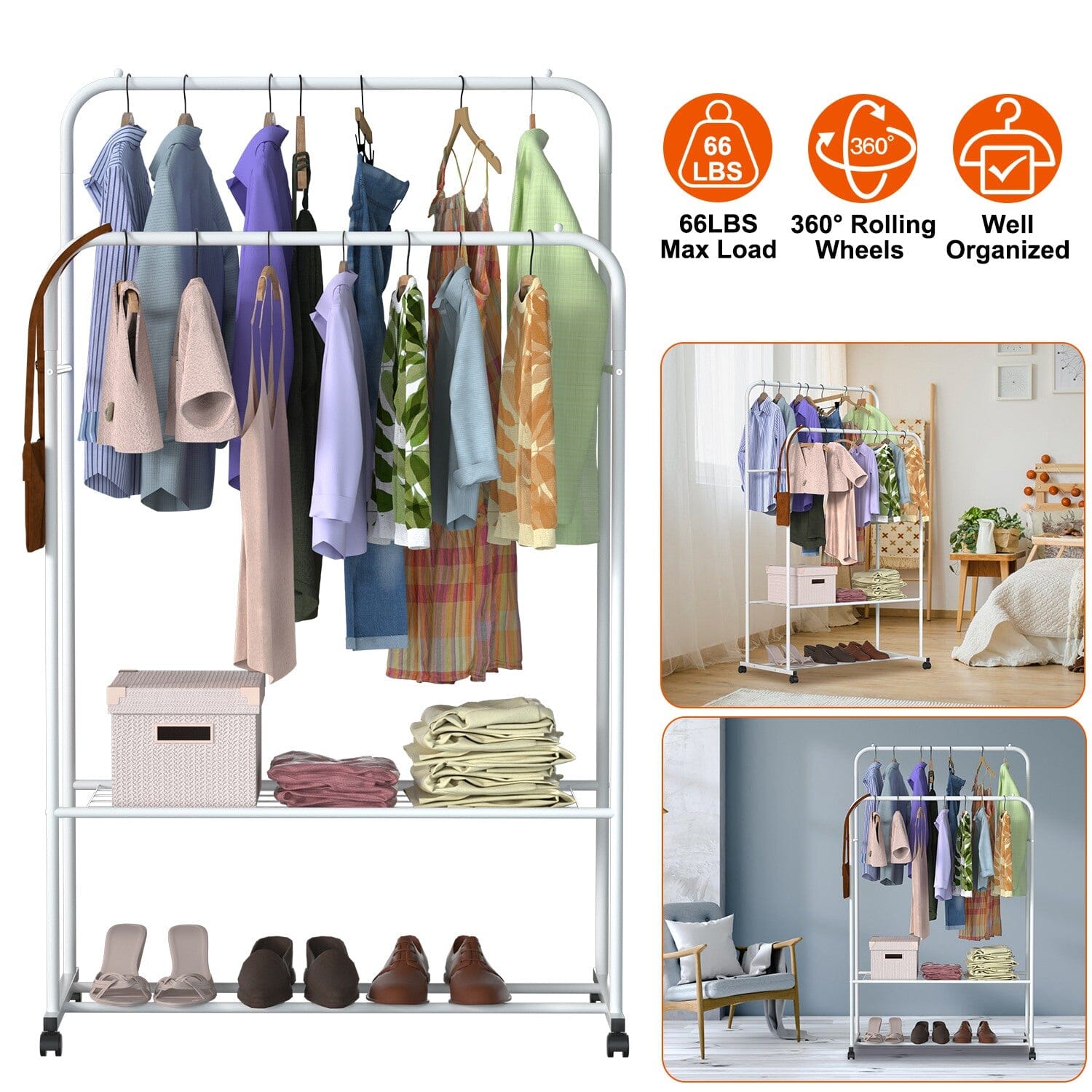 Garment Hanging Rack Clothing Organizer Closet & Storage - DailySale