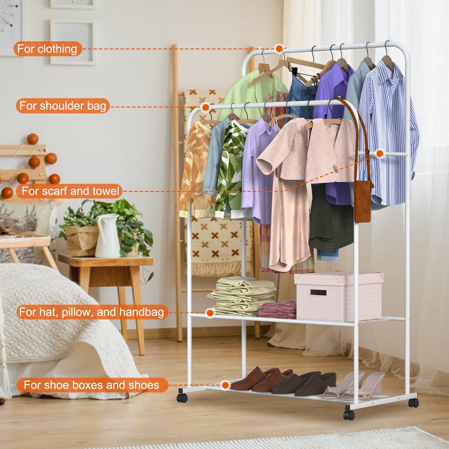 Garment Hanging Rack Clothing Organizer Closet & Storage - DailySale