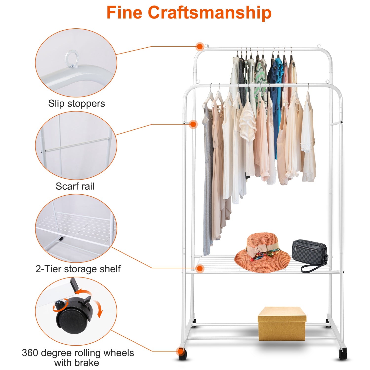 Garment Hanging Rack Clothing Rail Organizer Closet & Storage - DailySale