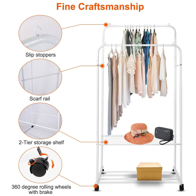 Garment Hanging Rack Clothing Rail Organizer Closet & Storage - DailySale