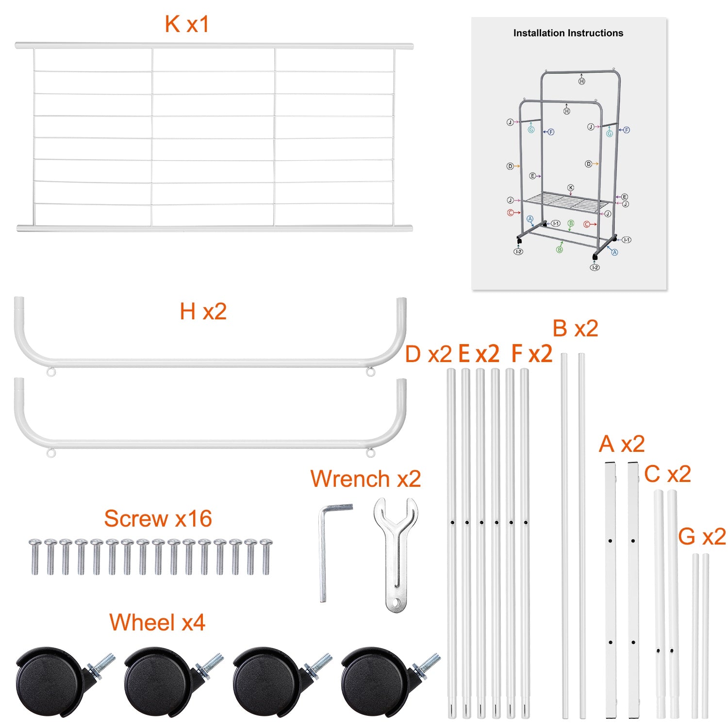 Garment Hanging Rack Clothing Rail Organizer Closet & Storage - DailySale