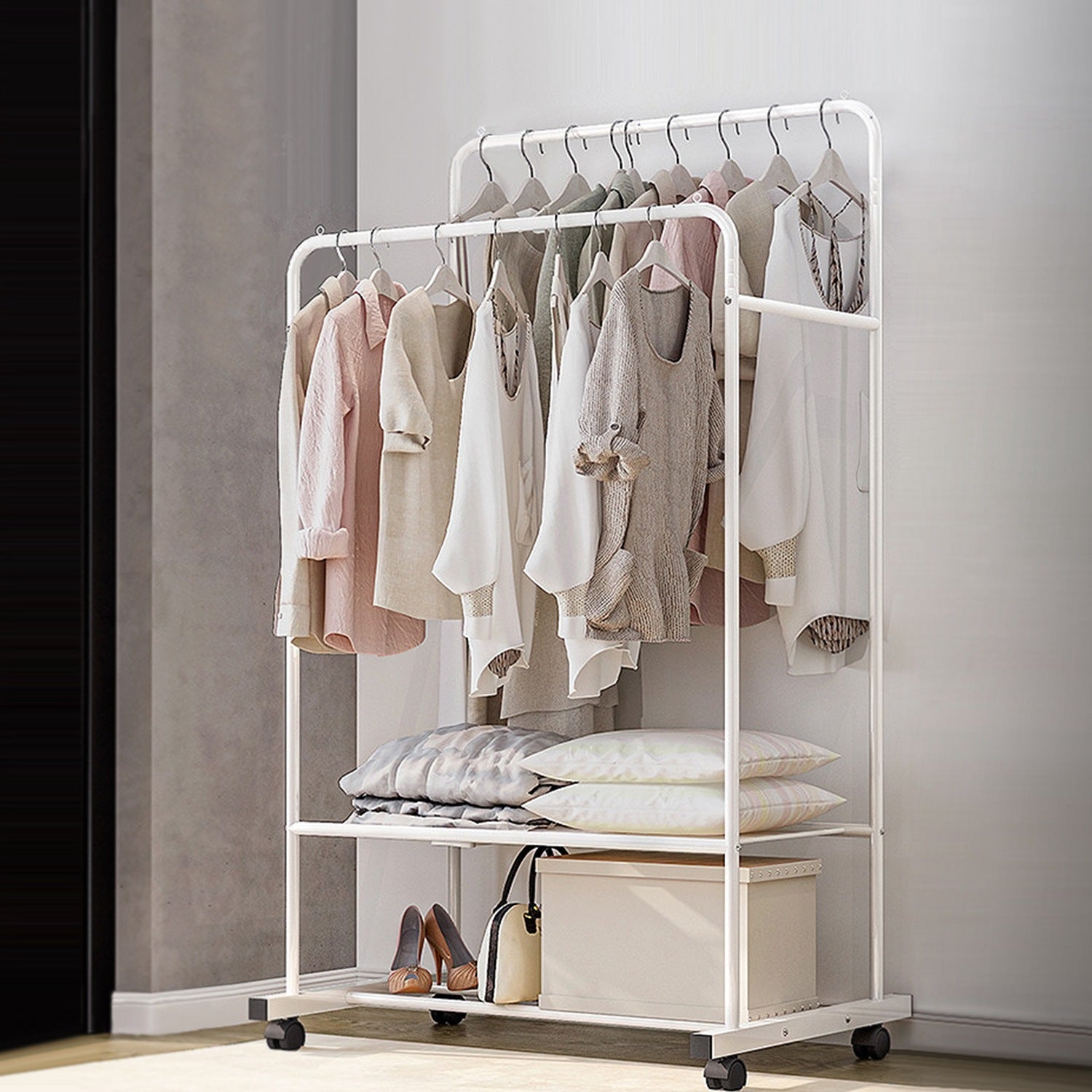 Garment Hanging Rack Clothing Rail Organizer Closet & Storage - DailySale