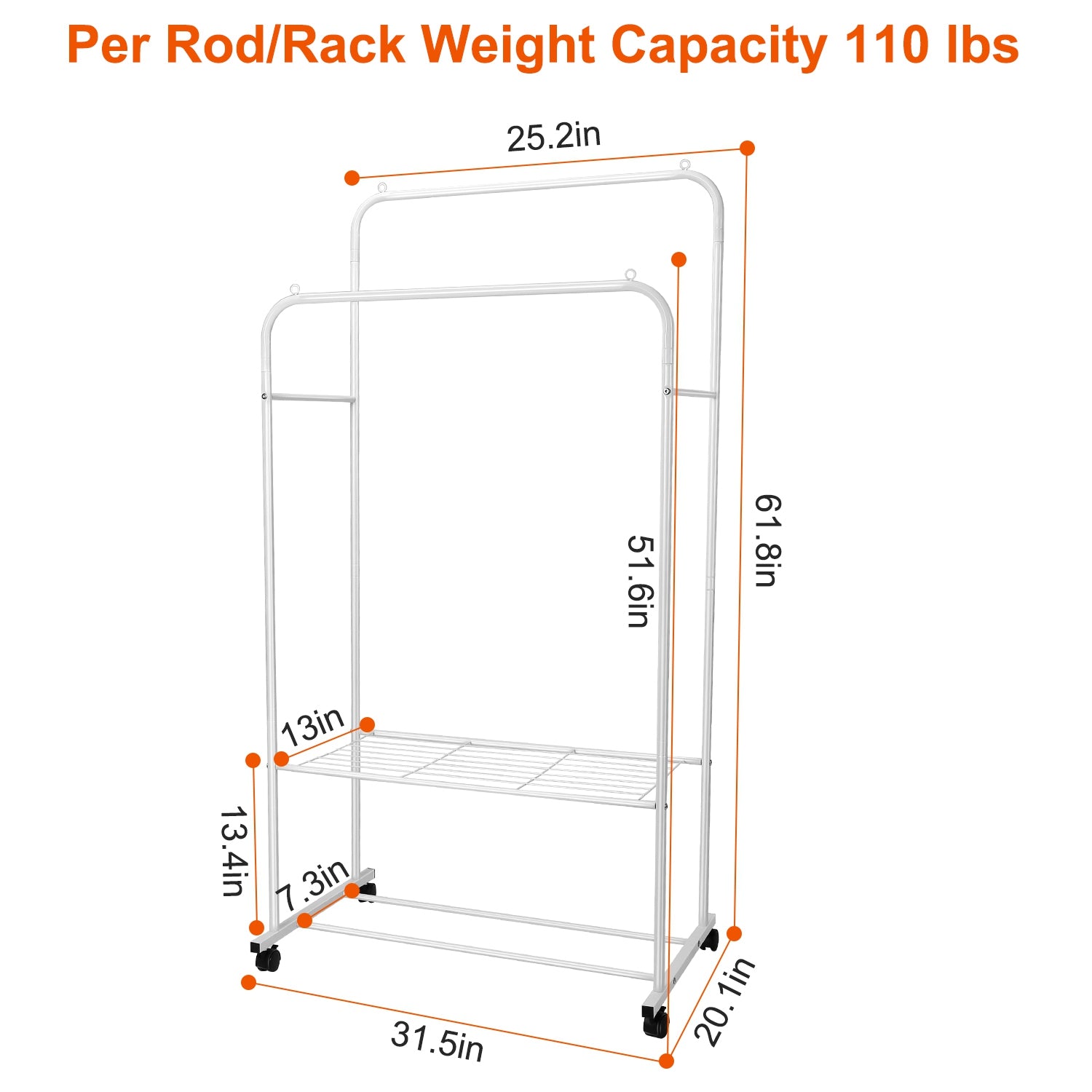 Garment Hanging Rack Clothing Rail Organizer Closet & Storage - DailySale