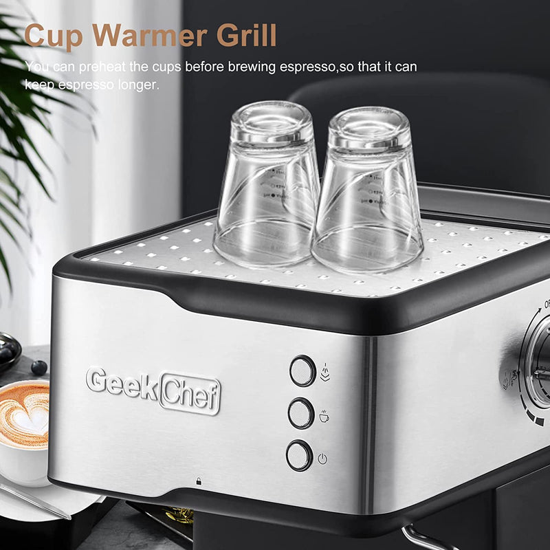 Geek Chef Espresso Machine Coffee with Milk Frother Steam Wand Kitchen Appliances - DailySale