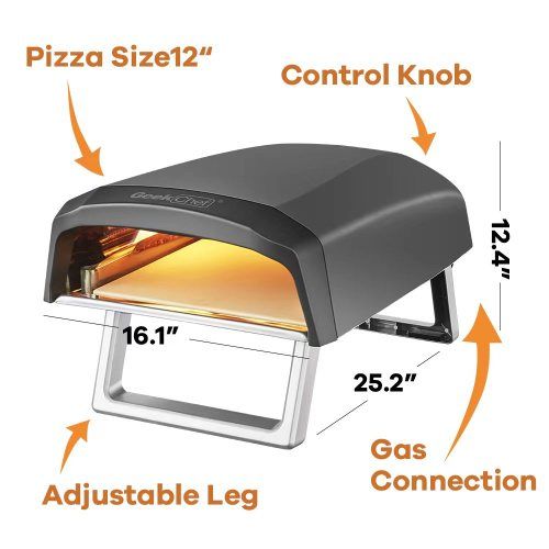 Geek Chef Outdoor Pizza Oven Pizza Grilling 12'' Portable Gas Oven Kitchen Appliances - DailySale