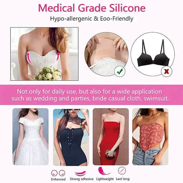Gel Bras Strapless Full Coverage Solid Color Micro-elastic Breathable Invisible Women's Swimwear & Lingerie - DailySale