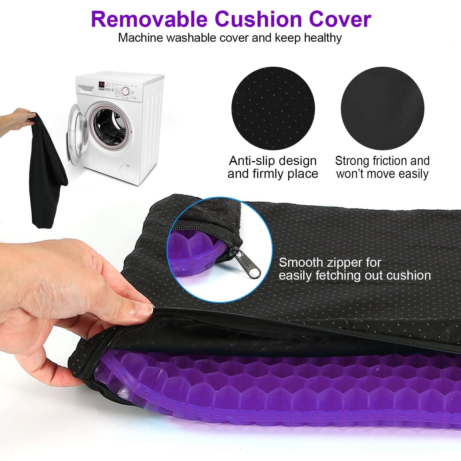 Gel Seat Cushion Non-Slip Breathable Honeycomb Sitting Cushion Pressure Pad Wellness - DailySale