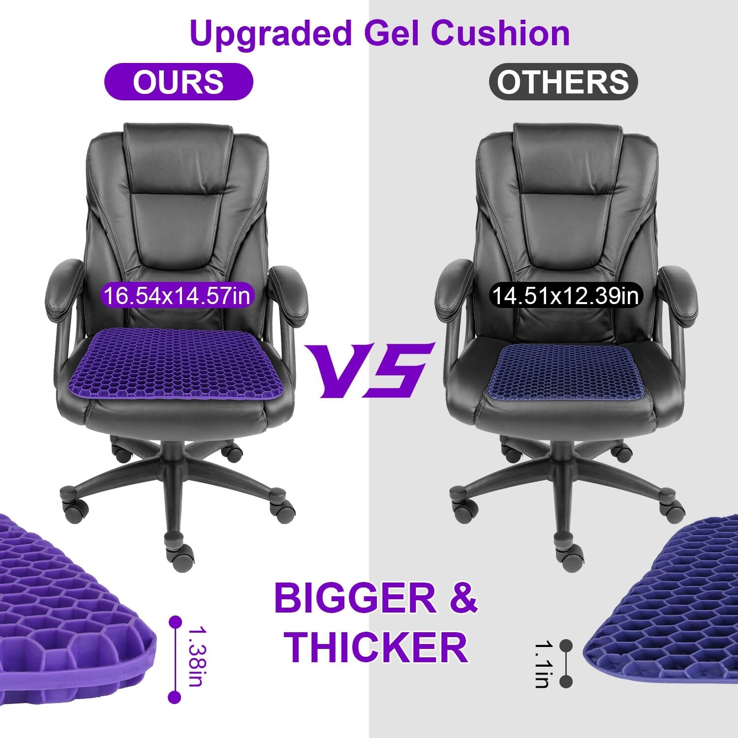 Gel Seat Cushion Non-Slip Breathable Honeycomb Sitting Cushion Pressure Pad Wellness - DailySale