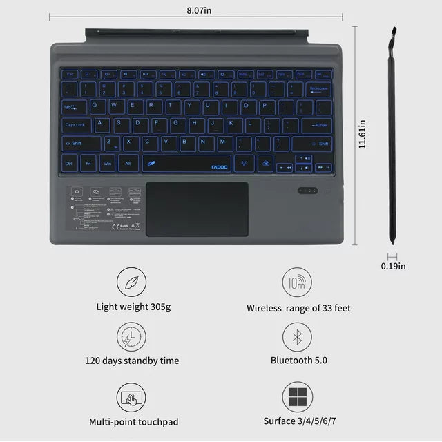 Generic Bluetooth Surface Pro Keyboard Computer Accessories - DailySale