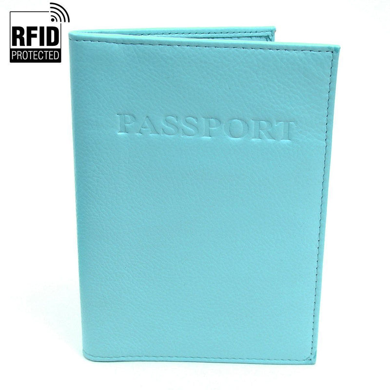 Genuine Leather RFID Passport Holder Handbags & Wallets Light Blue - DailySale